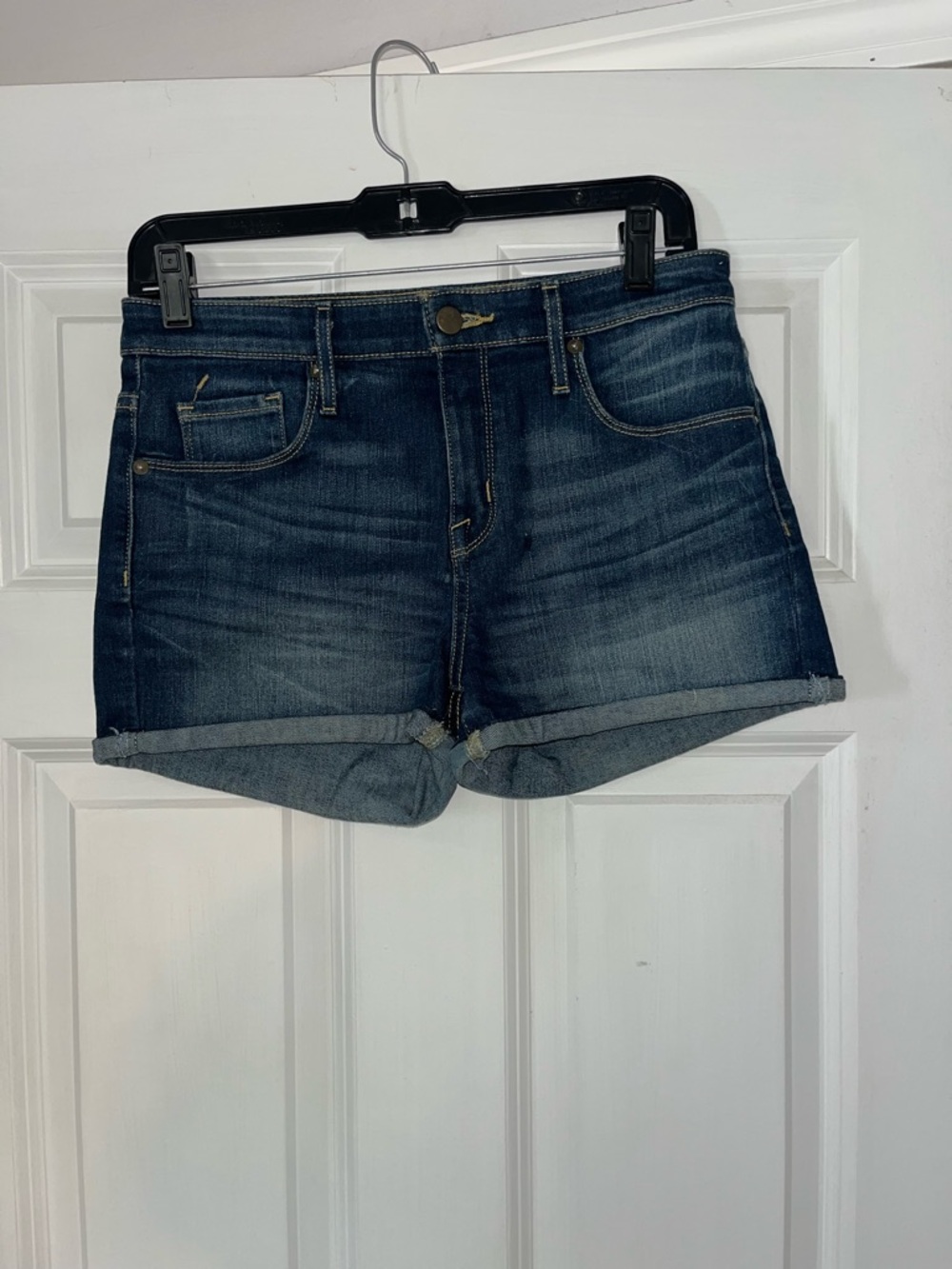 Classic Dark Blue Rolled Cuff Denim Shorts